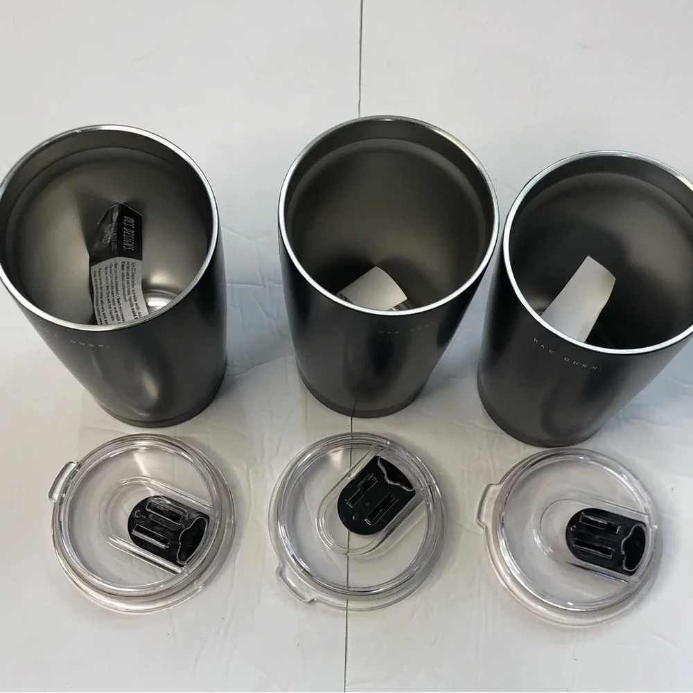 Rae Dunn Tumblers Trick or Treat and Boo! Set of 3 17 ounces Black New